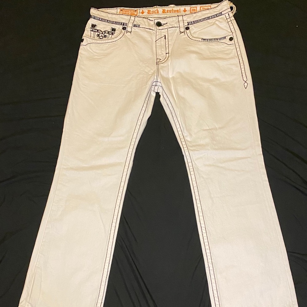 White/black Rock Revival Jeans